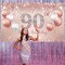 90th Birthday Decorations Party Set for Women, Rose Gold 90 Birthday Banner and Tablecloth, 90 & Fabulous Sash and Tiara, 1PC Happy 90th Birthday Cake Topper, Pink Gold 90 Number